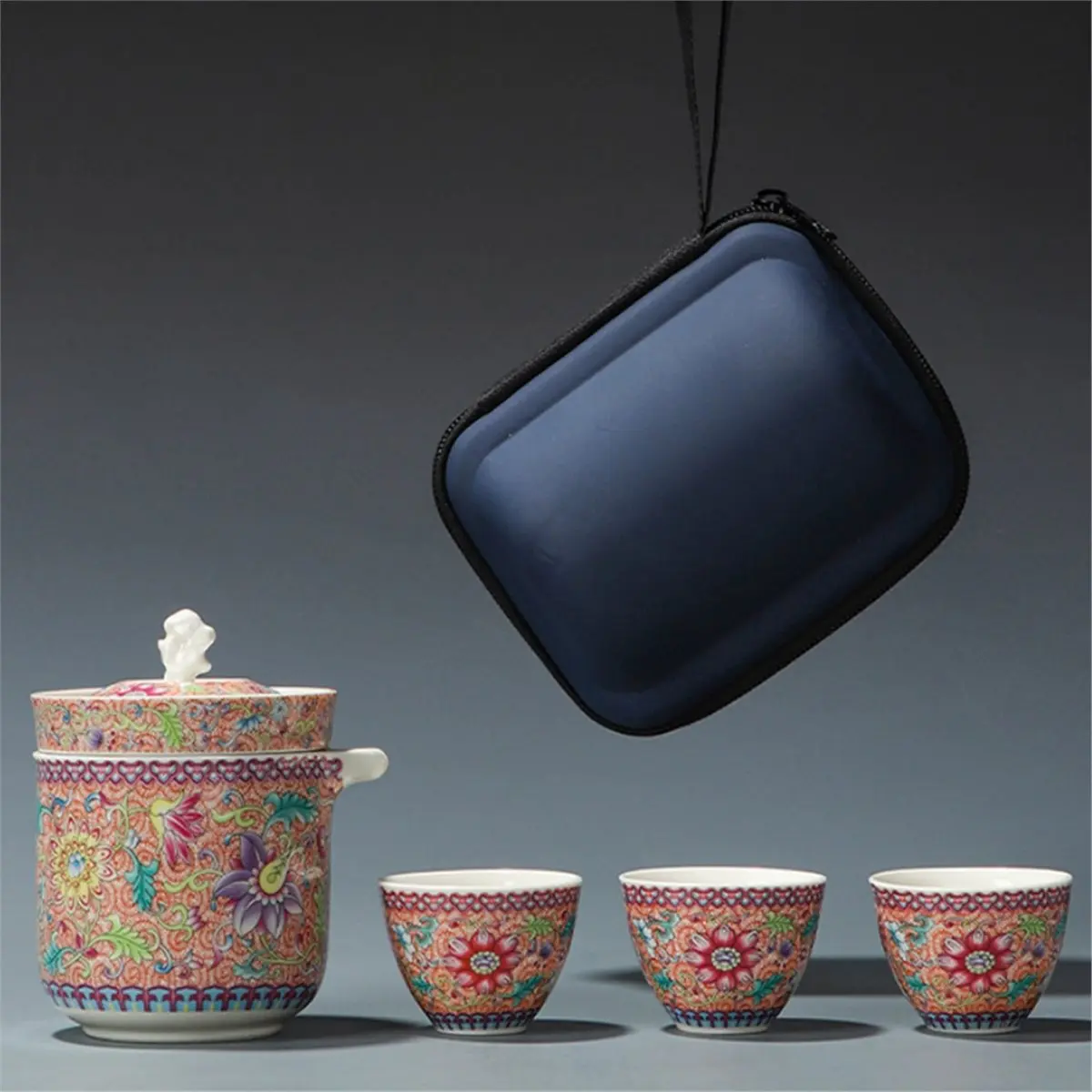 INABEZ Set of High-End Portable Travel Tea Set, Quick Guest Cup One Pot,Three Cups, Tea Cup Tea Set, Outdoor Tea Maker