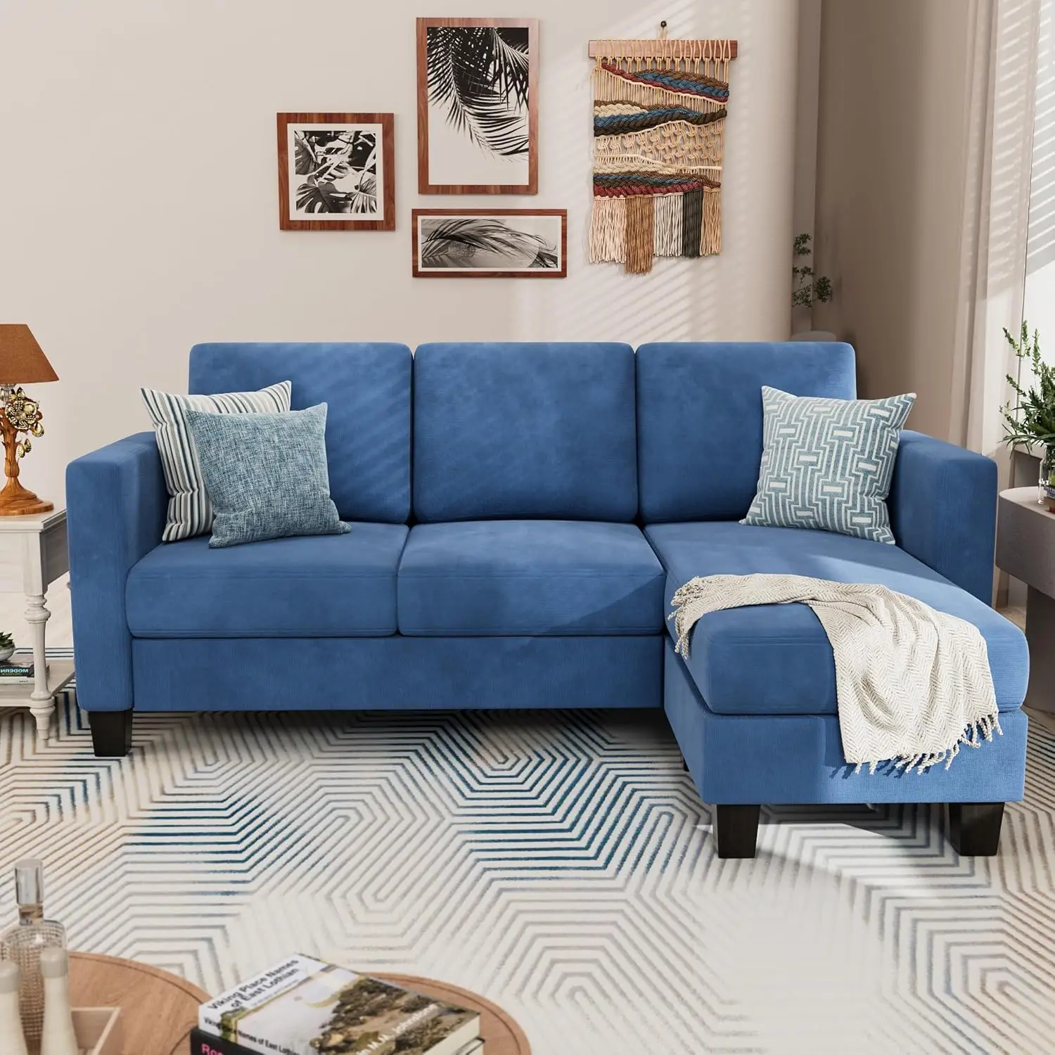 Couch Soft Seat Modern Linen Fabric Small Space Sofas Living Room Apartment Office 70'' Blue inflatable chair outdoor furniture