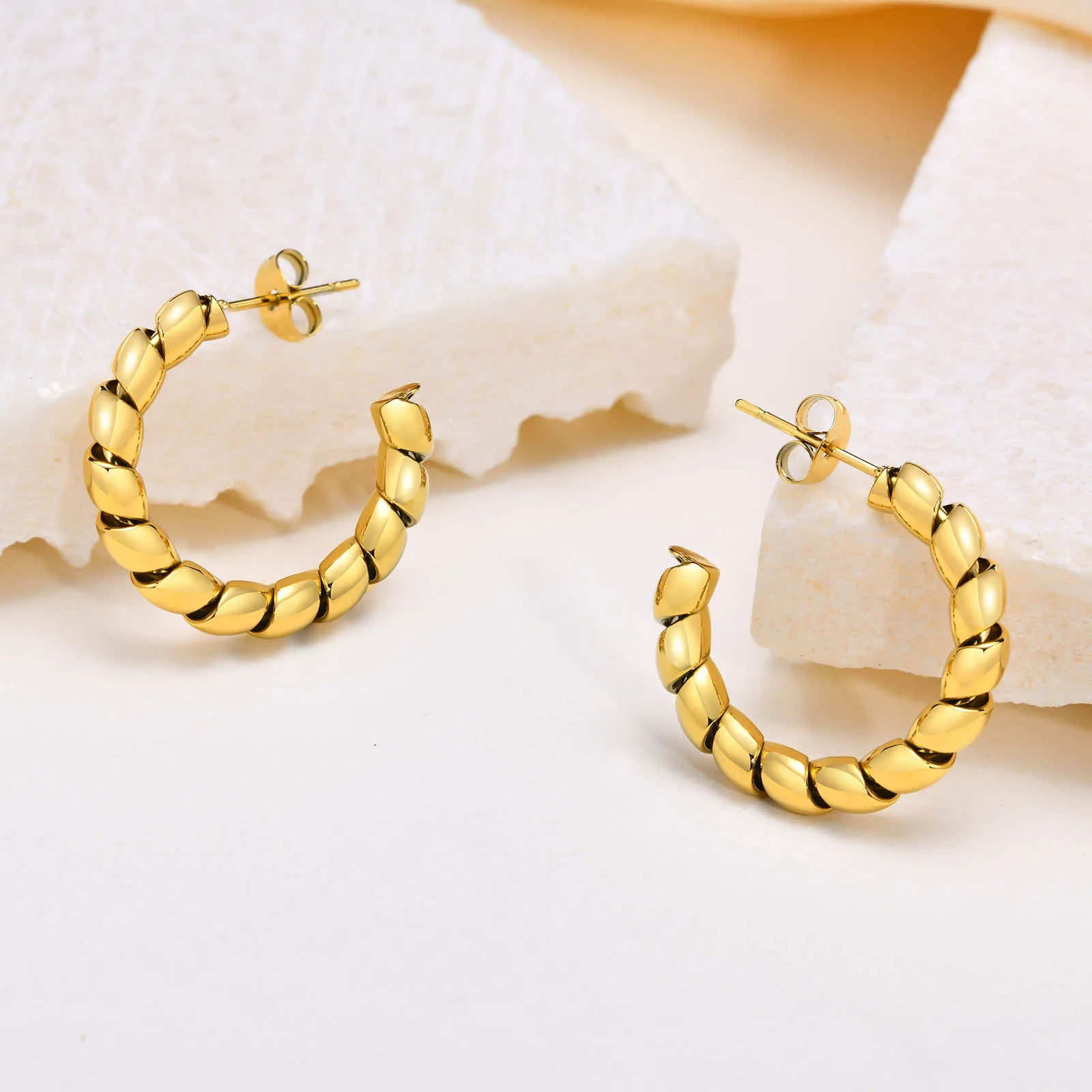 

Telephone Wire Stainlesss Steel Hoop Earring, Twist Spiral Earrings for Women Girls Gift