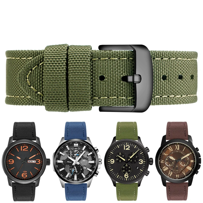 18/20/22/24mm Nylon Watch Strap Canvas Quick Release Band for Casio Seiko 5 Huawei Gt2 Universal Sport watchband accessorry