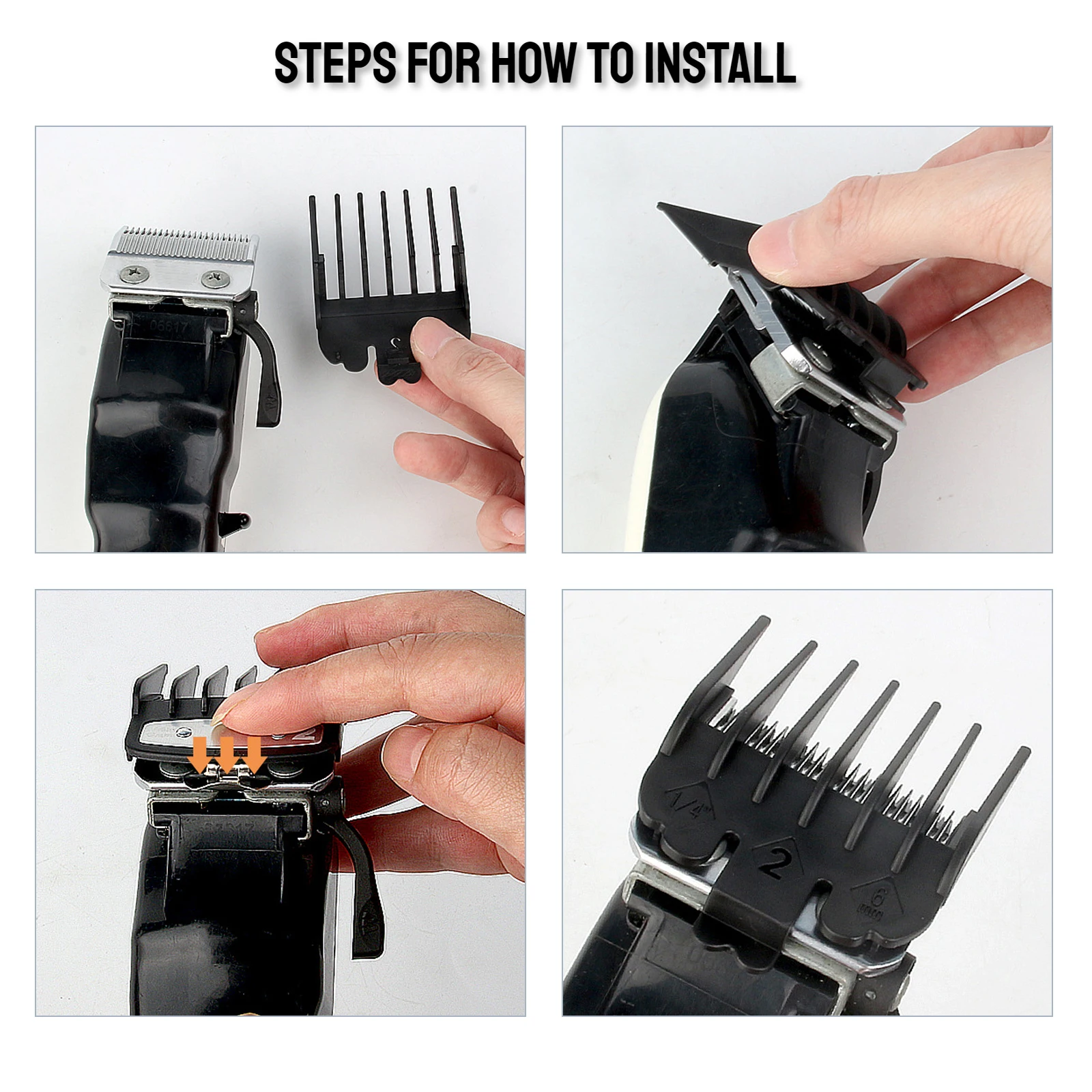 

2Pcs Professional Sideburns Barber Haircut Guide Comb Hair Clipper Limit Combs Trimmer Guards Attachment Styling Tools 3mm/4.5mm