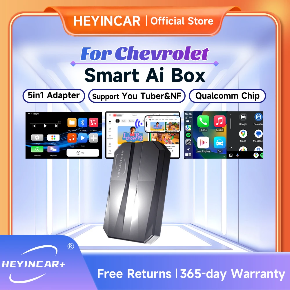 

2024 HEYINCAR Smart AI Box Android Auto Wireless CarPlay Adapter For Chevrolet Onix TRAX TRAVERSE BLAZER EQUINOX Tracker turbo