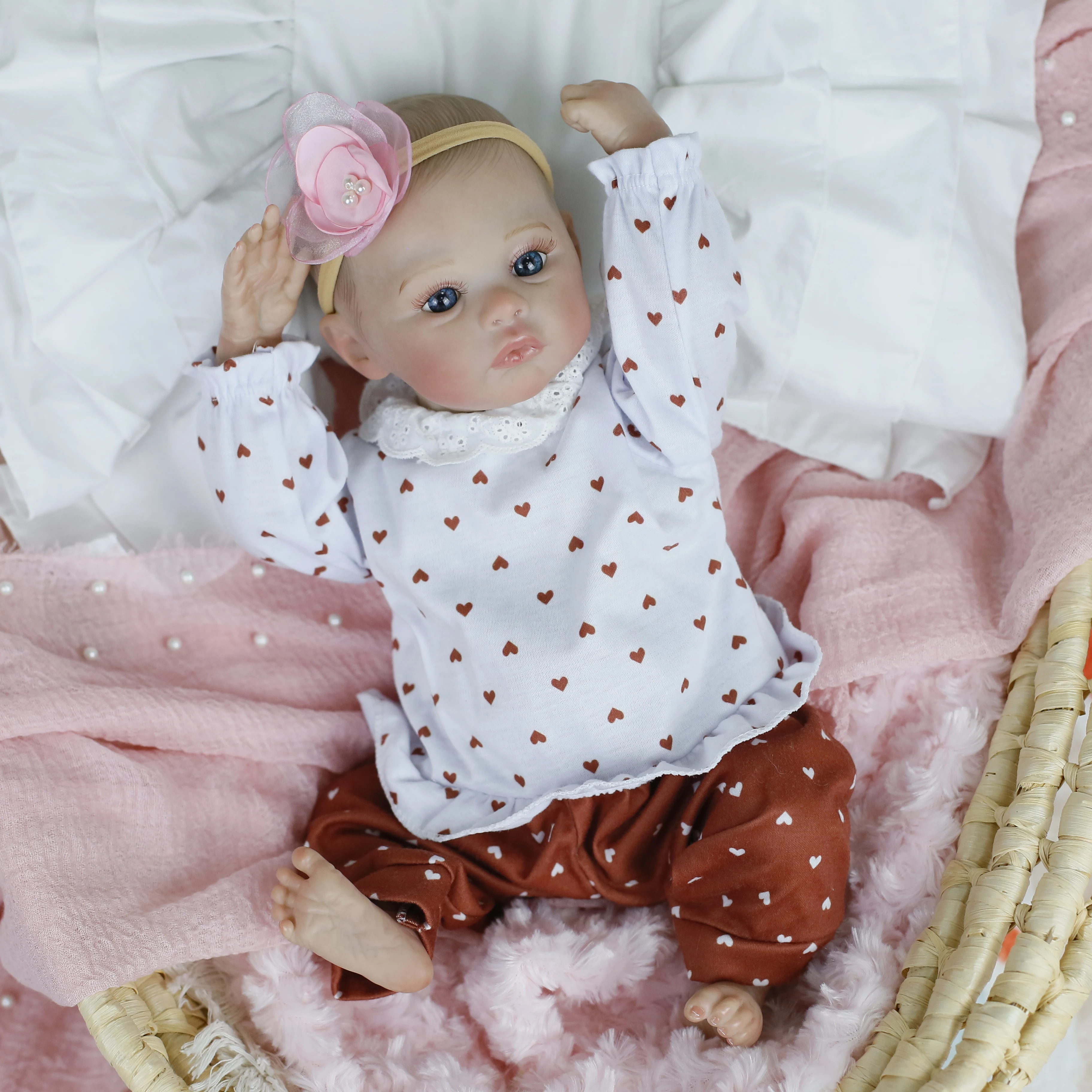 19 بوصة مرج اليدوية تولد من جديد دمية طفل ثلاثية الأبعاد الجلد رسمت باليد واقعية الوليد فتاة نابض بالحياة الدمى هدايا عيد الميلاد للأطفال