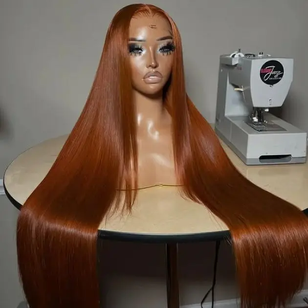 الزنجبيل شعر مستعار العظام مستقيم الدانتيل الباروكة الأمامية 13X4 HD شفافة قبل قطعها غلويليس الاصطناعية شعري طبيعي تأثيري ارتداء اليومي