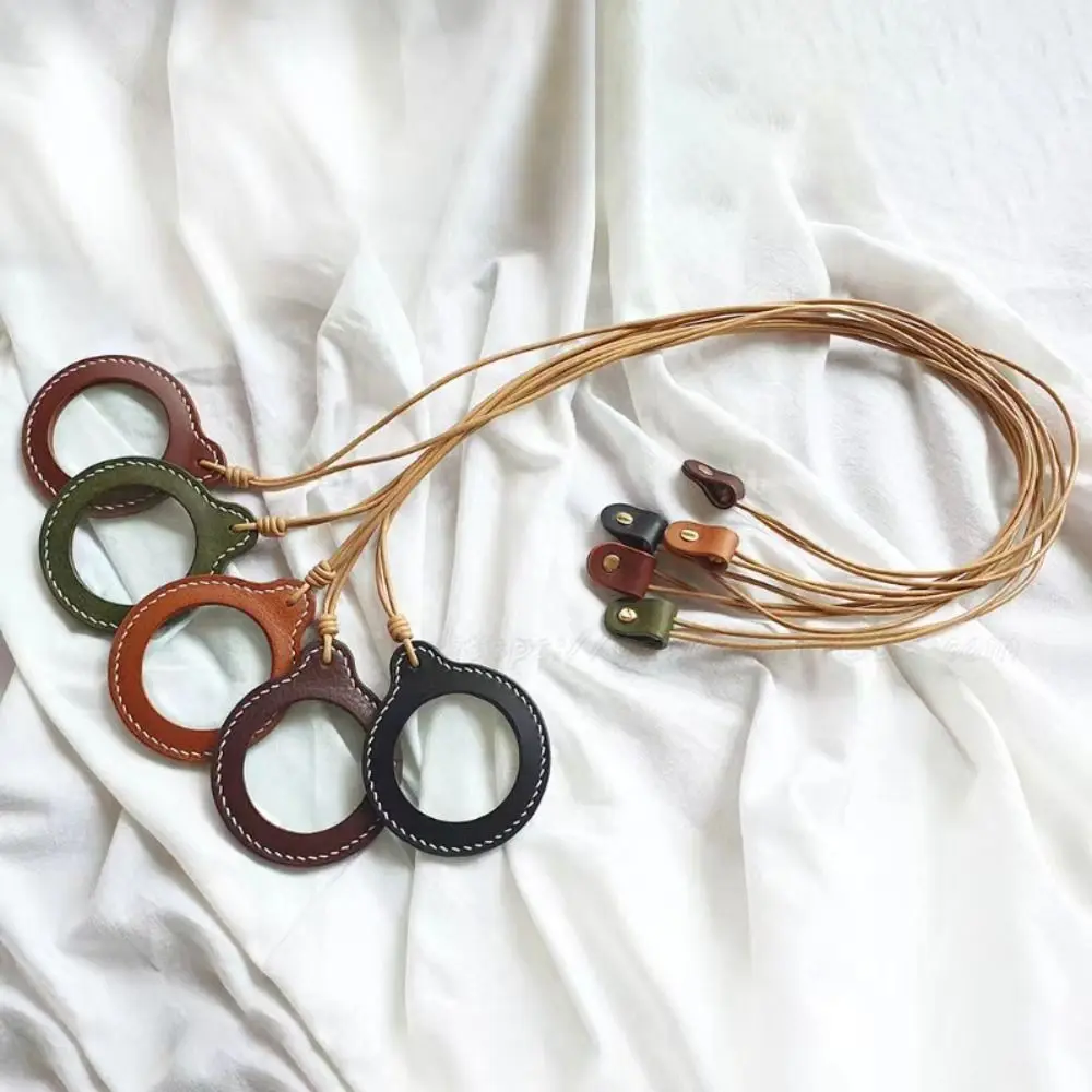 Portable Magnifier with Protective Case Simple Leather Strap Magnifier with Leather Case Vintage Handmade Reading Magnifier