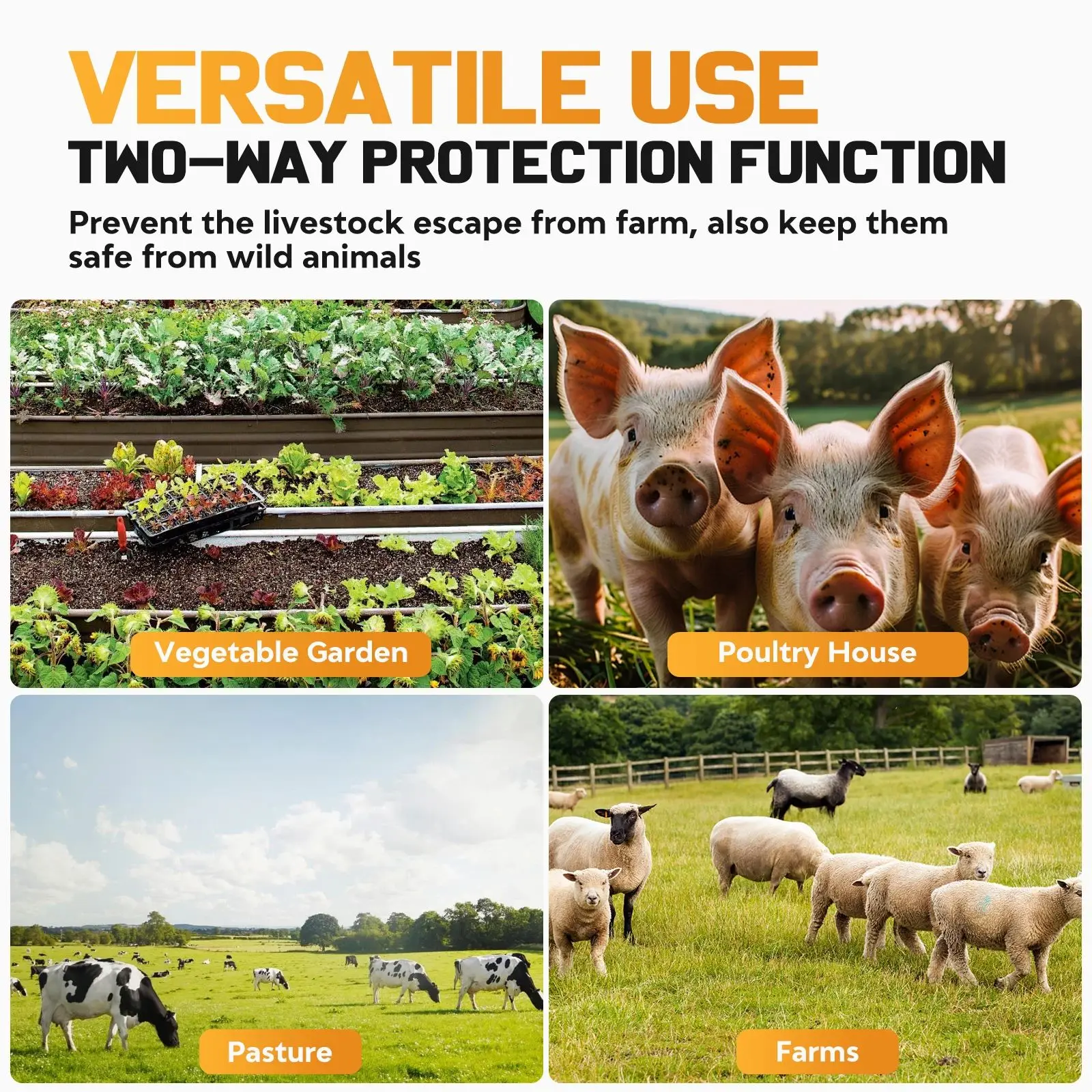 16KM/10 Miles Solar Electric Fence Energizer 0.2 J 8KV Electric Fence charger for Farm Livestock for Anti-theft Fencing Tools