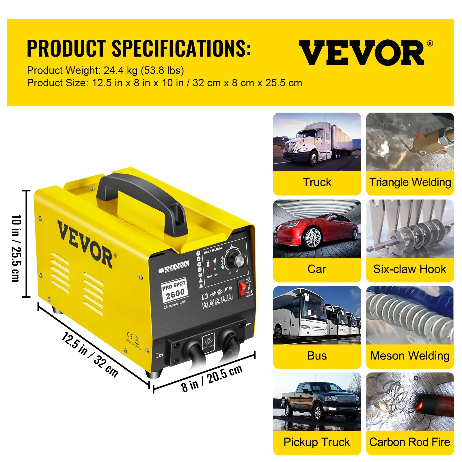 VEVOR Spot Welder Dent Puller Machine 2600 2KW Spot Dent Puller 3500A Car Dent Repair Kit For Car Body Repair 220V 110V