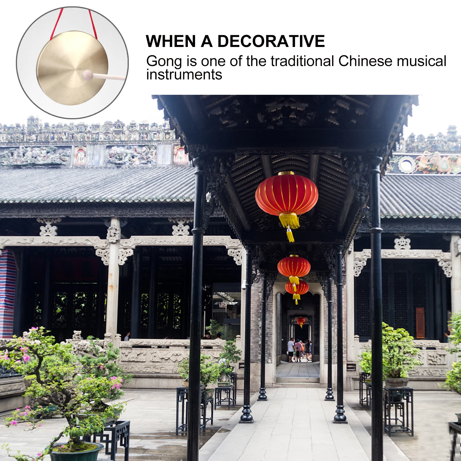 

1 Set Copper Gong Hand Brass Cymbals Wooden Stick Kids Rhythm Training Percussion Instrument For Party Concert Dance Chinese