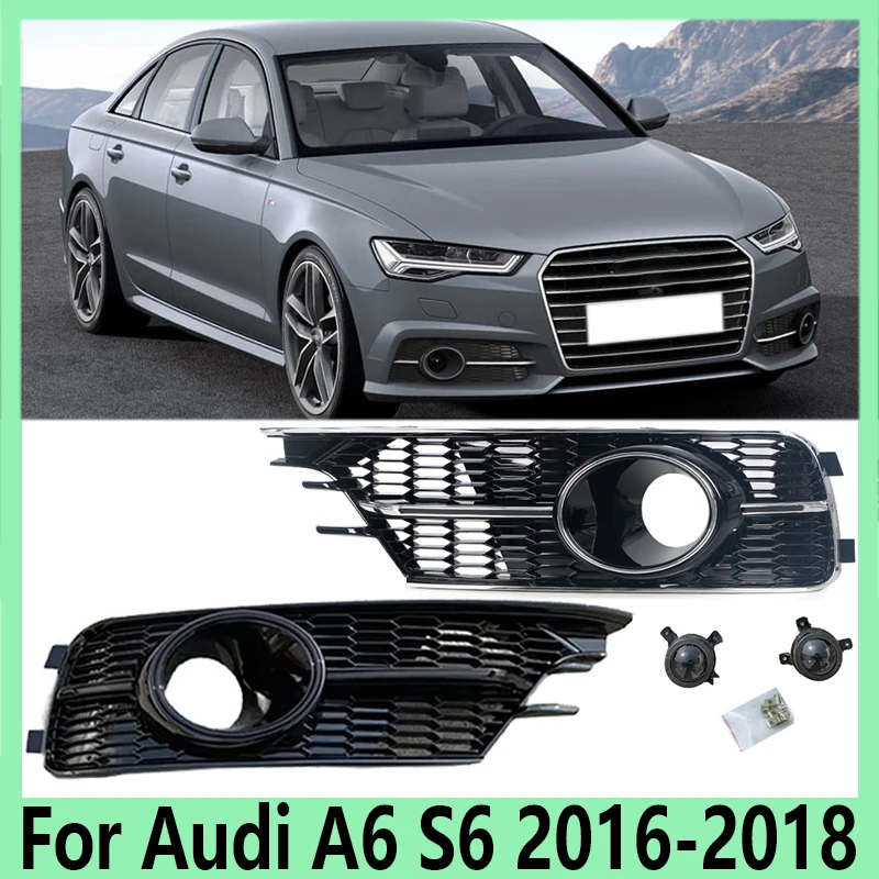 

Fog Light Grille ABS Chromed With ACC For A6 to S6 Fog Lamps Fog Lights Mask Cover For Audi A6 C7 Standard Bumper 2016 2017 2018