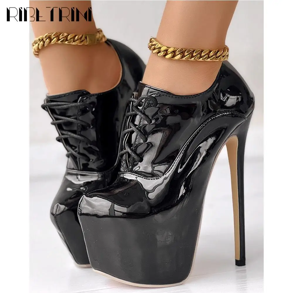 Platform High Heels Pumps Women Lace Up Stiletto Heels Round Toe Elegant Shoes Fashion Design Sexy Office Lady Pumps Quality