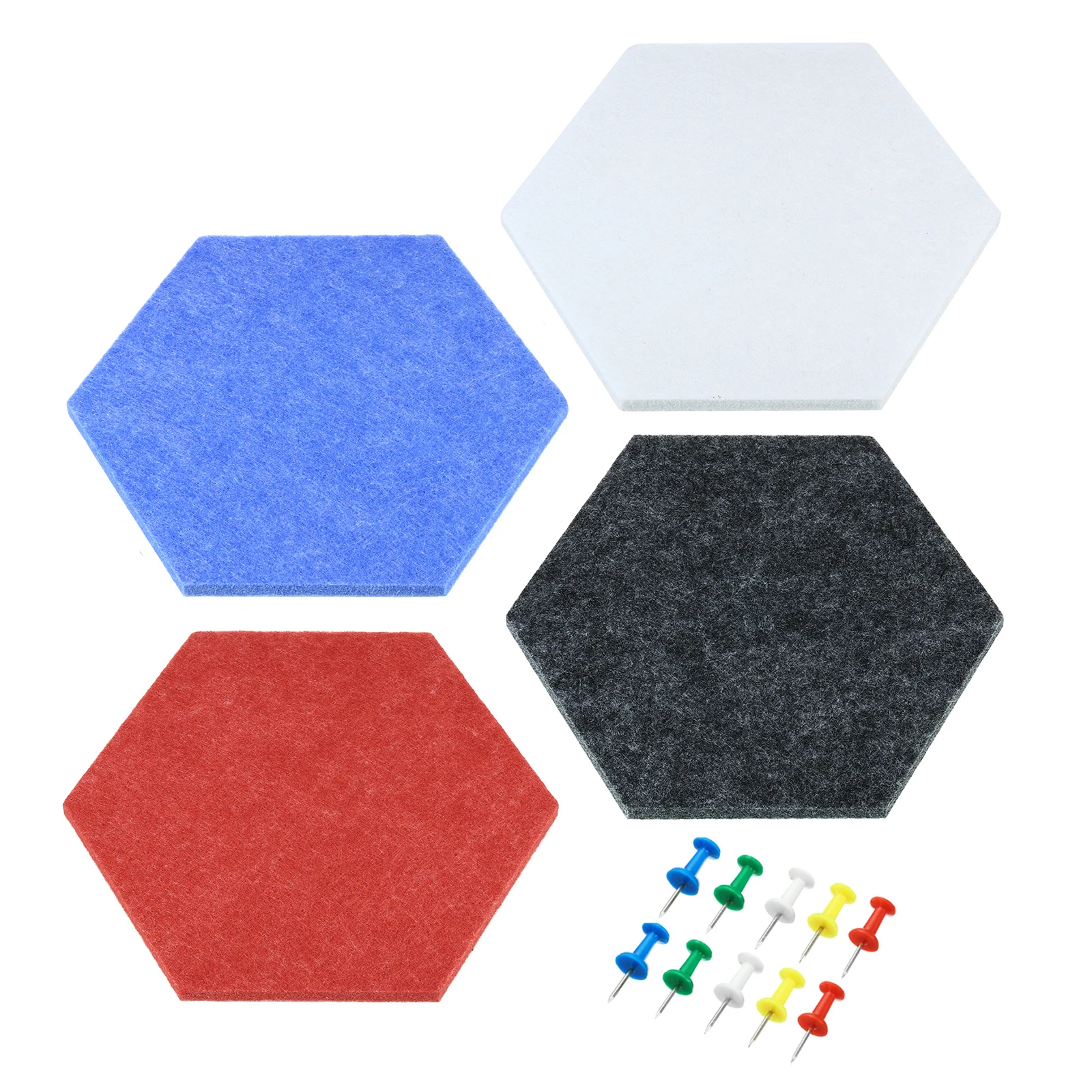 2Pcs Hexagon Felt Board Tiles Self Adhesive Wall Bulletin Pin Board with Push Pins Message Board Pin Boards for Photo Memo Decor