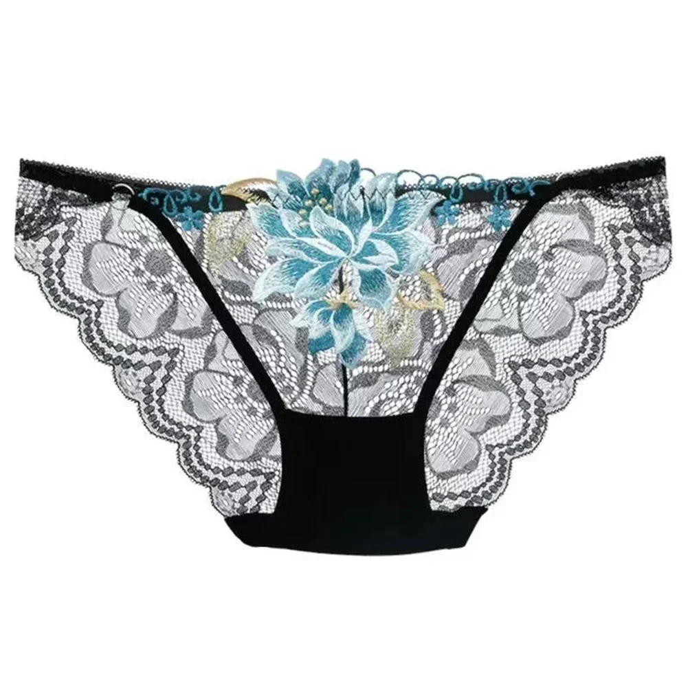 Women's Underwear Sexy Ultrathin Lace Embroidery Lingerie Panty Brief Transparent Underwear Floral Underpants Thong G-String