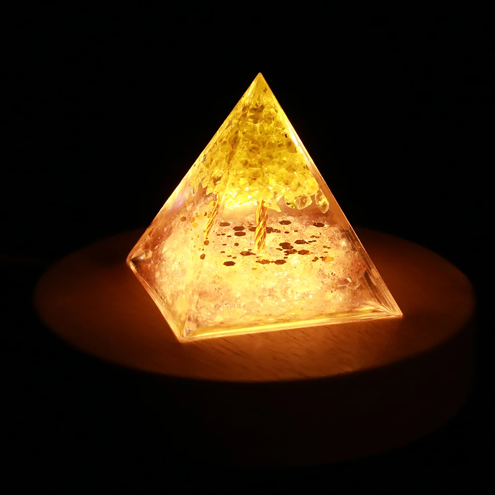 Crystal Orgone Pyramid Energy Generator Healing Crystal Pyramid Nature Reiki Chakra Crushed Stone for Positive Energy