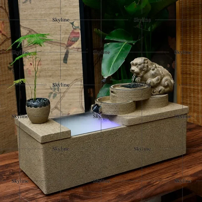 Pixiu Lucky Flowing Water Ornament Living Room Desktop Fish Tank Chinese Office Decoration High End Opening Gift