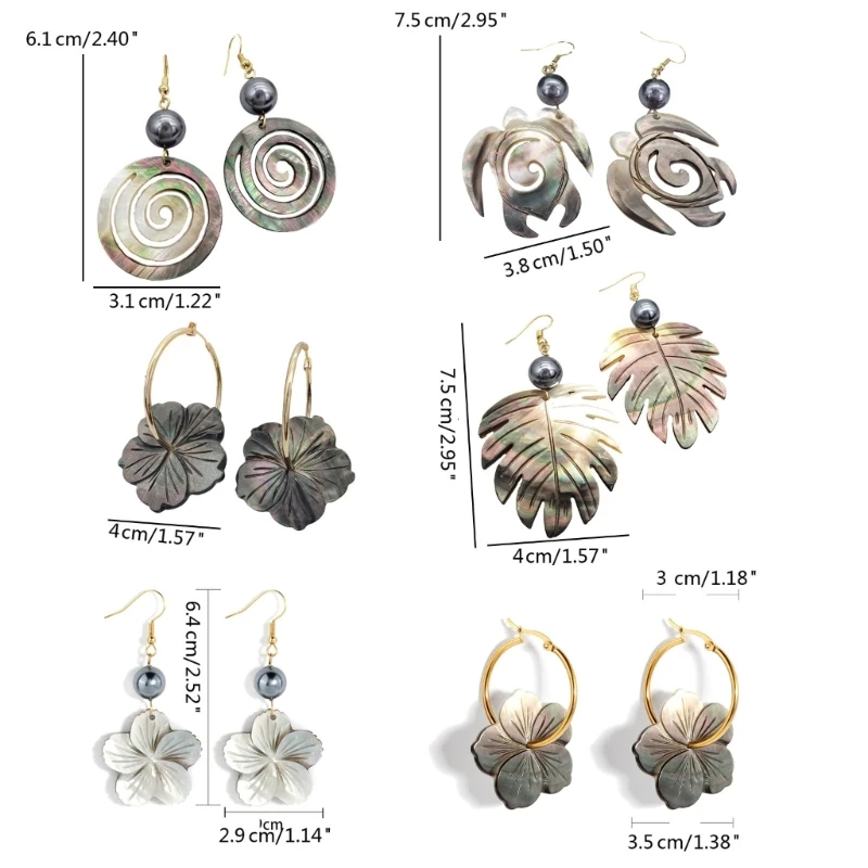 Women Earrings Balck Natural Shell Ear Rings Ornament Jewelry for Party Birthday A0KD image 6
