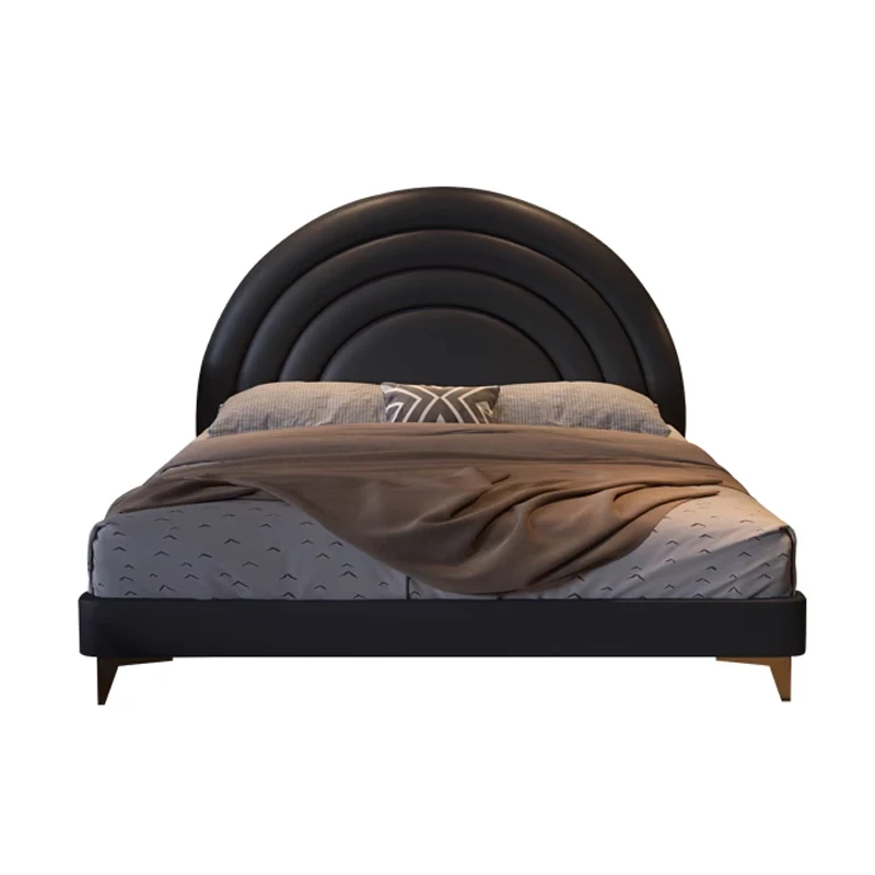 Modern children's bedroom furniture bed frame black leather children's bed