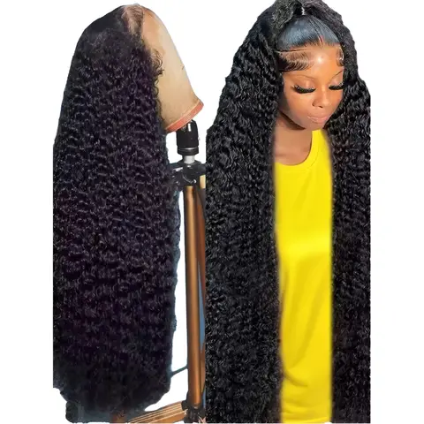 300% Density 40 46 Inch 13x6 HD Loose Deep Wave Lace Frontal Wig Brazilian 13x4 Water Curly Human Hair Wigs For Women Preplucked