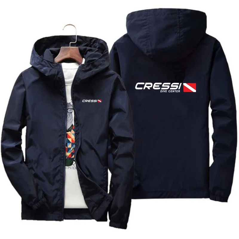 Scuba Dive-chaqueta con capucha Cressi para hombre, cazadora cortavientos cremallera, abrigos Cargo sueltos, abrigo informal