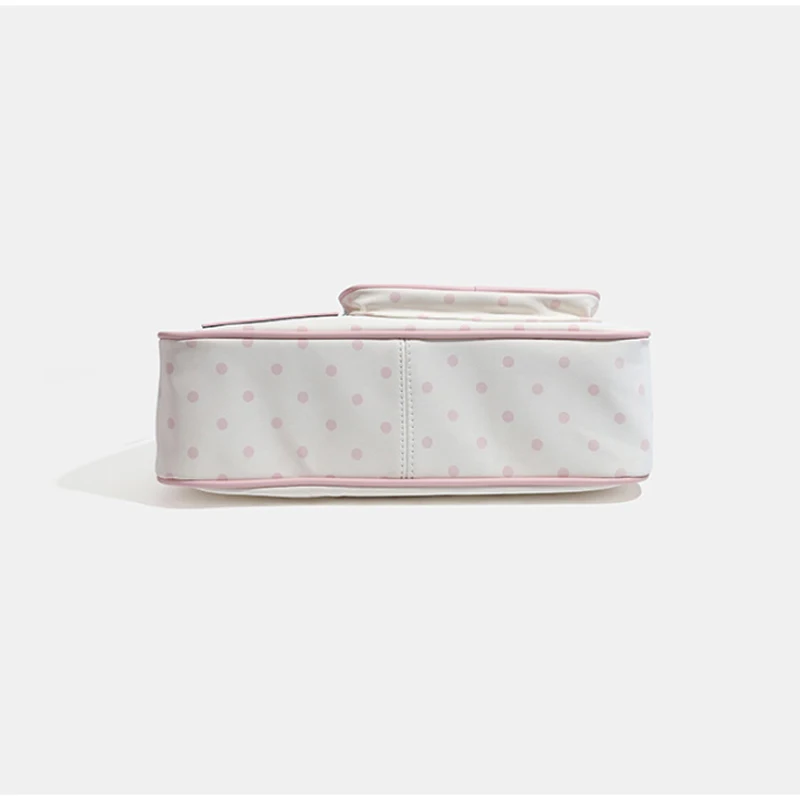Polka Dot Ita Bag mit transparentem Sichtfenster, Damen-Schultertasche mit Patchwork-Gürtelschnalle, süße, niedliche, lässige Alltagstasche – Detail 7