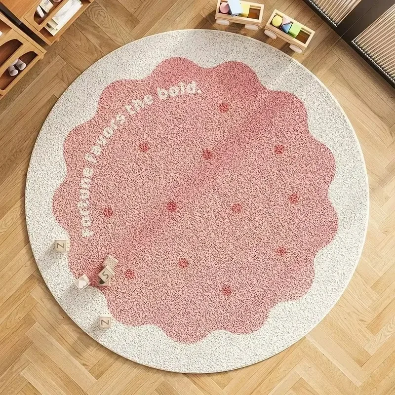 Modern Minimalist Circular Faux Cashmere Rug, Household Floor Mat for Living Space & Bedside