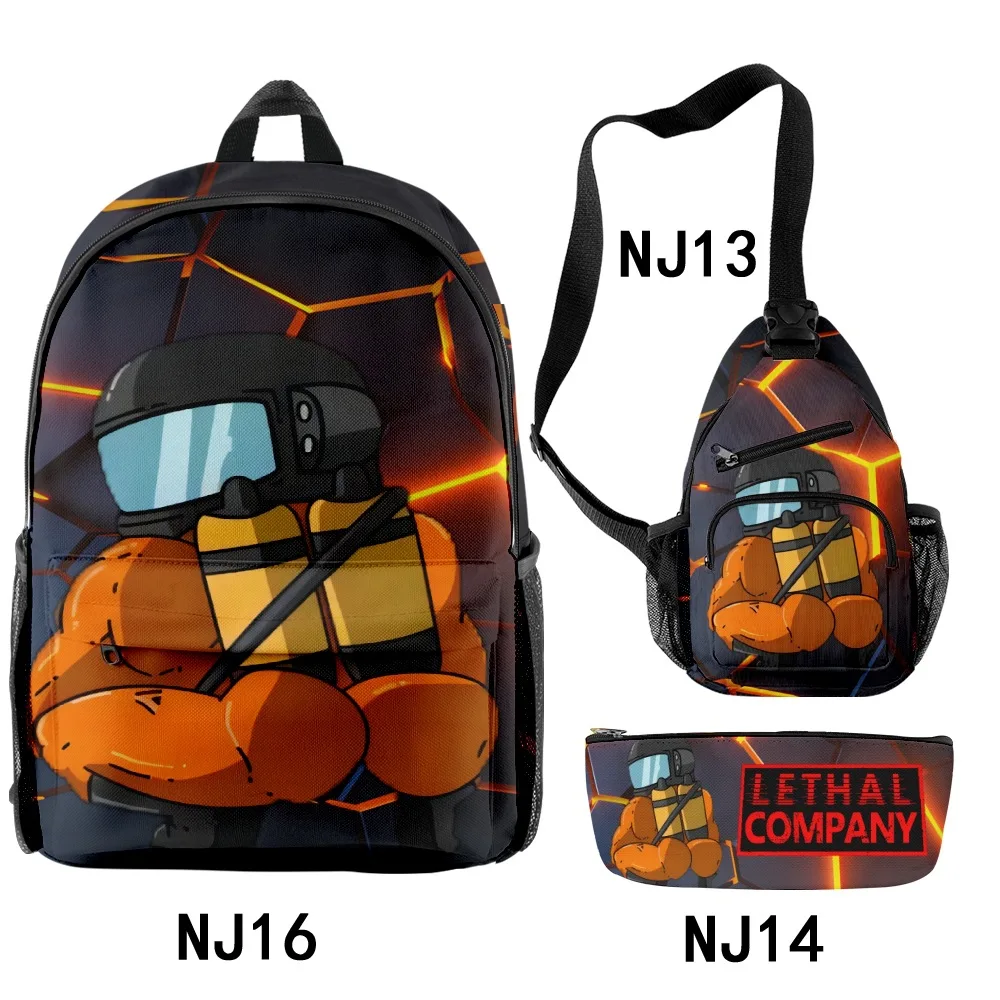 

Luxury Popular Novelty Funny Lethal Company 3D Print 3pcs/Set pupil School Bags Travel Laptop Backpack Chest Bag Pencil Case