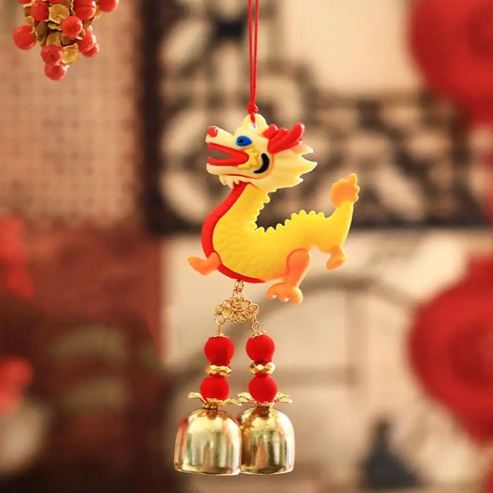 Dragon New Year Rubber Doll Pendant Chinese Style Decorative Bonsai Pendant Traditional with Tassel Spring Festival Pendant