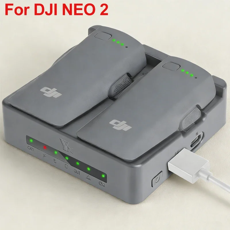 For DJI NEO 2 Two-way Charging Hub Drone Battery Charger Butler Power Bank Charging 2 Batteries for DJI NEO2 Drone Accessories