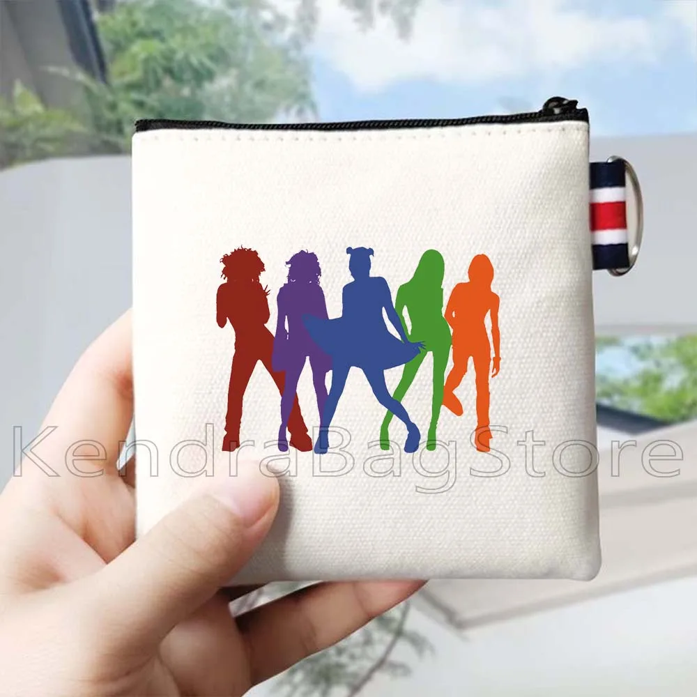 Dompet Koin Lucu Gambar Cetak Spice Girls Fashion Tas Kanvas Tas Persegi Kecil Dompet Tas Lipstik Kartu Penyimpanan Kunci Kantong Ritsleting Portabel