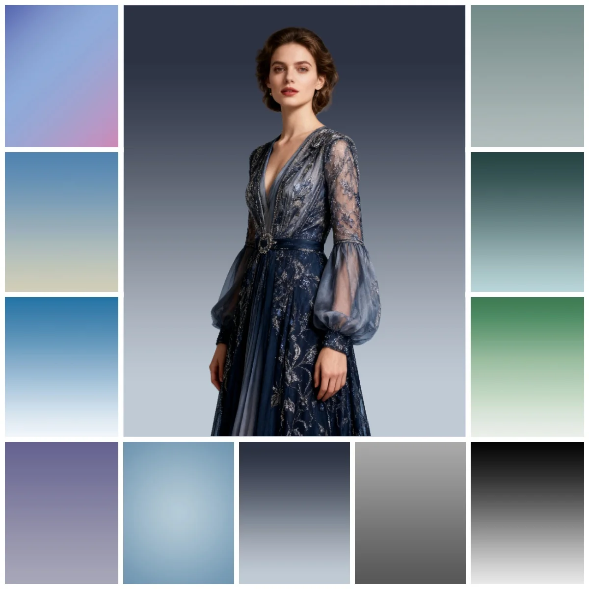 Gradient Color Backdrop Soft Color Transition Background For Fashion Portrait Photography Studio Evening Dress Product Shoots