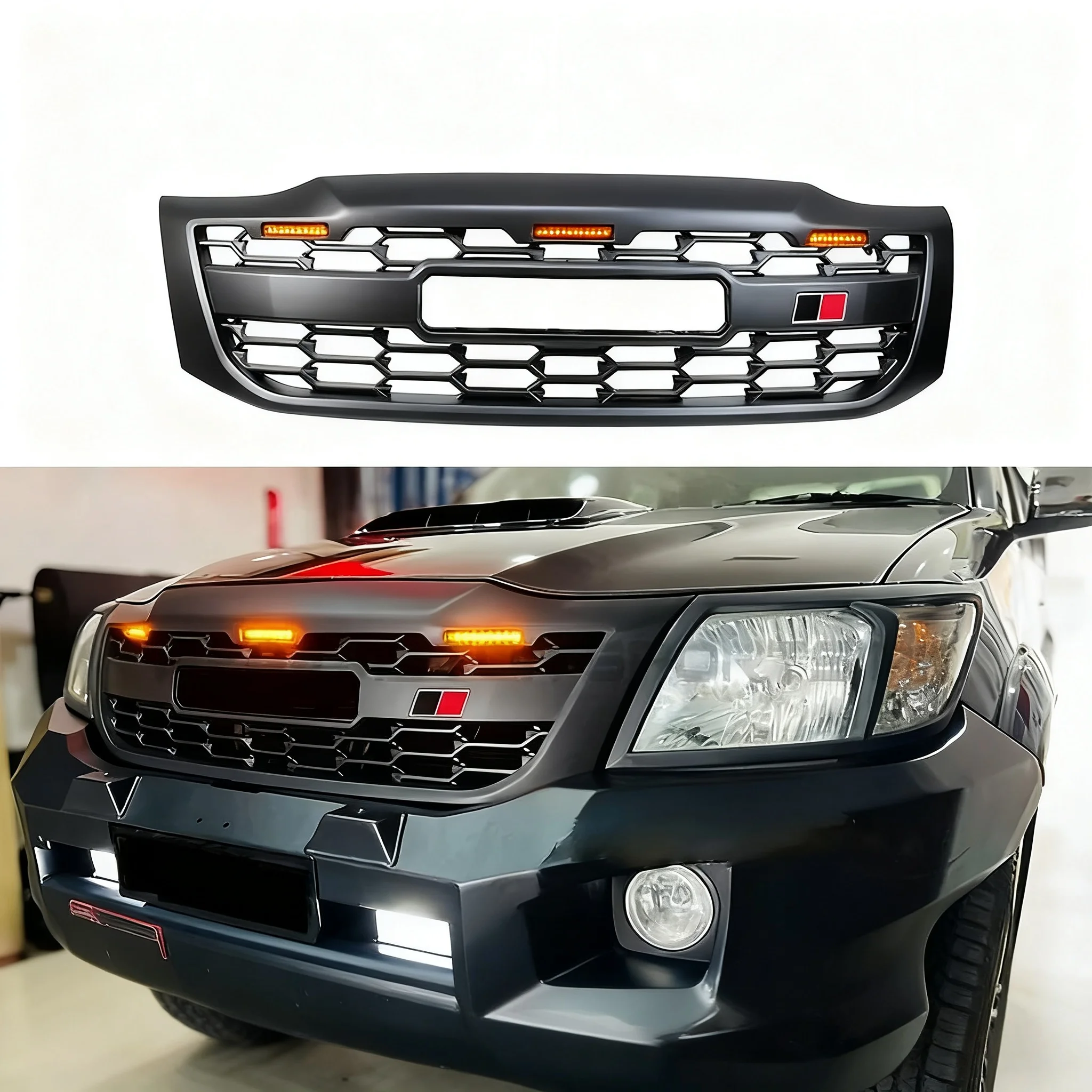

GR Front Grille Grill For Toyota Hilux Vigo 2012 2013 2014 Car Accessories Mesh Upgrade Modification Replacement Parts