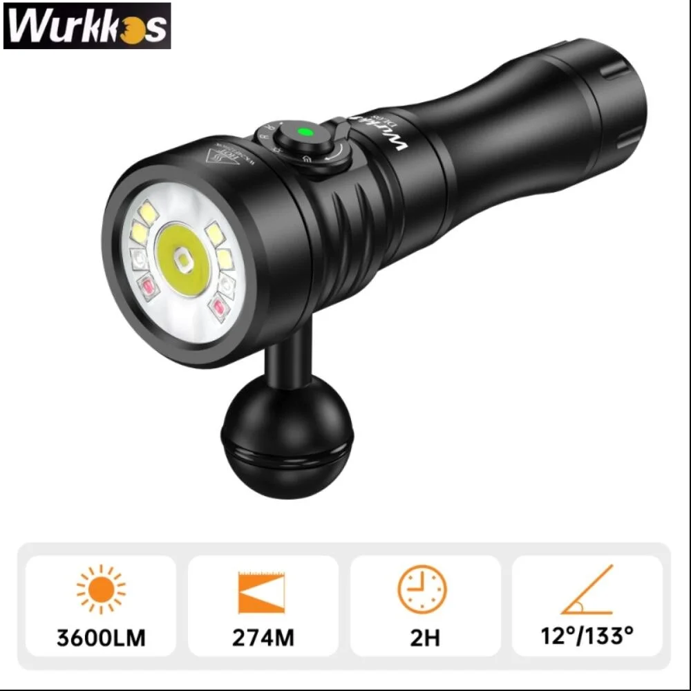 

Wurkkos DL08 Dive 3600lm фонарик перезаряжаемый фонарь для дайвинга поворотный магнитный переключатель подводный фонарь с красными и УФ-светодиодами