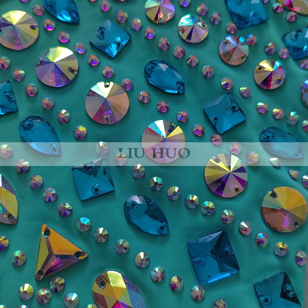 LIUHUO ปรับแต่งผู้หญิงเครื่องแต่งกายจังหวะยิมนาสติก Leotards การแข่งขันสเก็ตน้ําแข็งชุดสีฟ้าวัยรุ่นโมเดิร์น