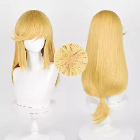 Applejack Cosplay Wig Women Long Golden Yellow Wig Cosplay Anime Cosplay Wigs Heat Resistant Synthetic Wigs + Wig Cap