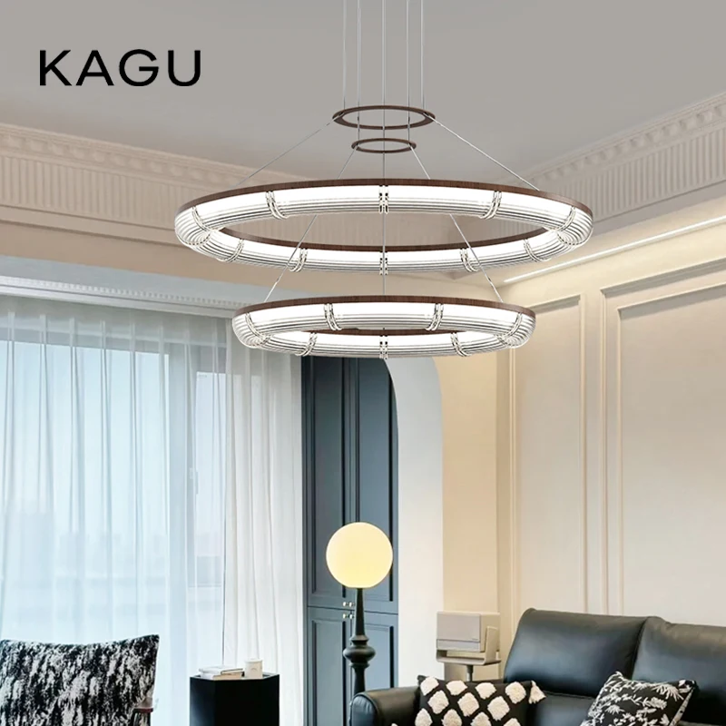 

Modern LED Adjustable Pendant Light Acrylic Ring Hanging Ceiling Lamp For Home Decor Luxurious Chandelier Lighting Fixture