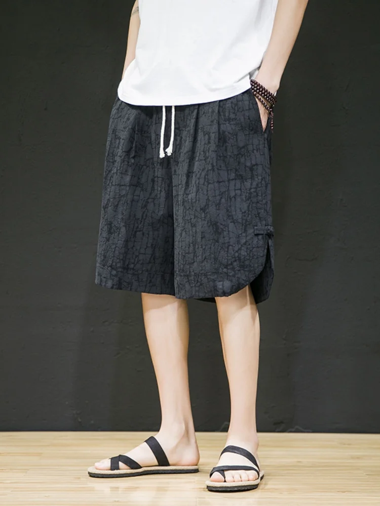 

Новые китайские брюки-капри на пуговицах для мужчин, летние, тонкие, свободные, в стиле ретро, повседневные, прямого кроя, средней длины