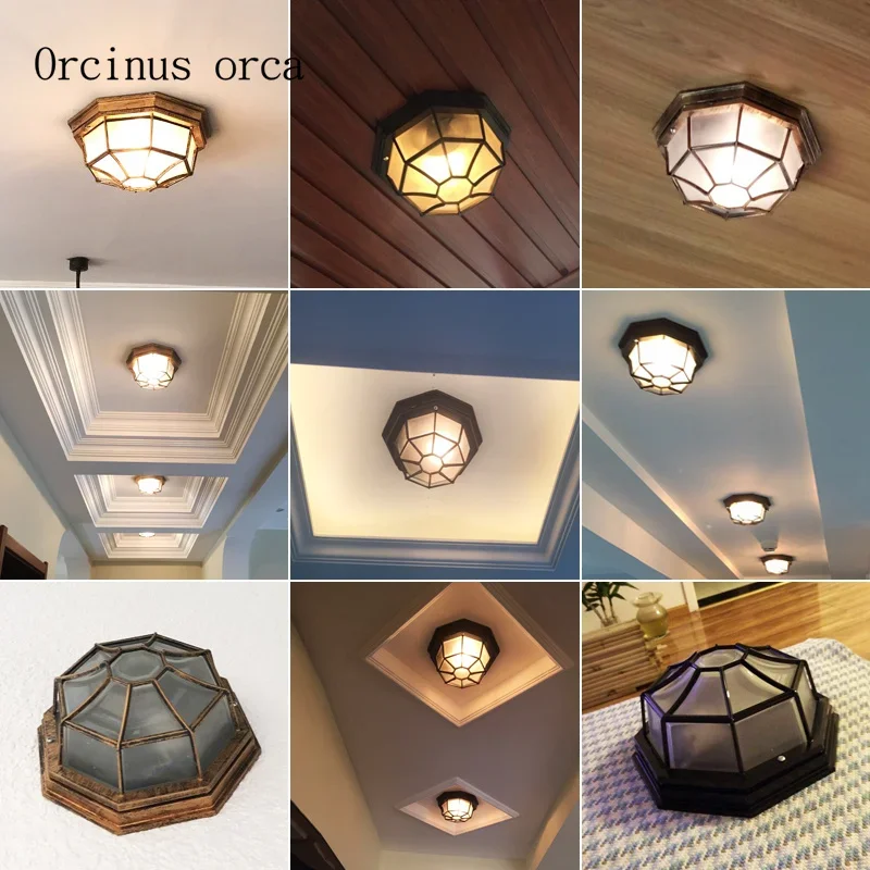 

American retro industrial wind ceiling lamp balcony corridor bathroom European style originality led ceiling lamp free shipping