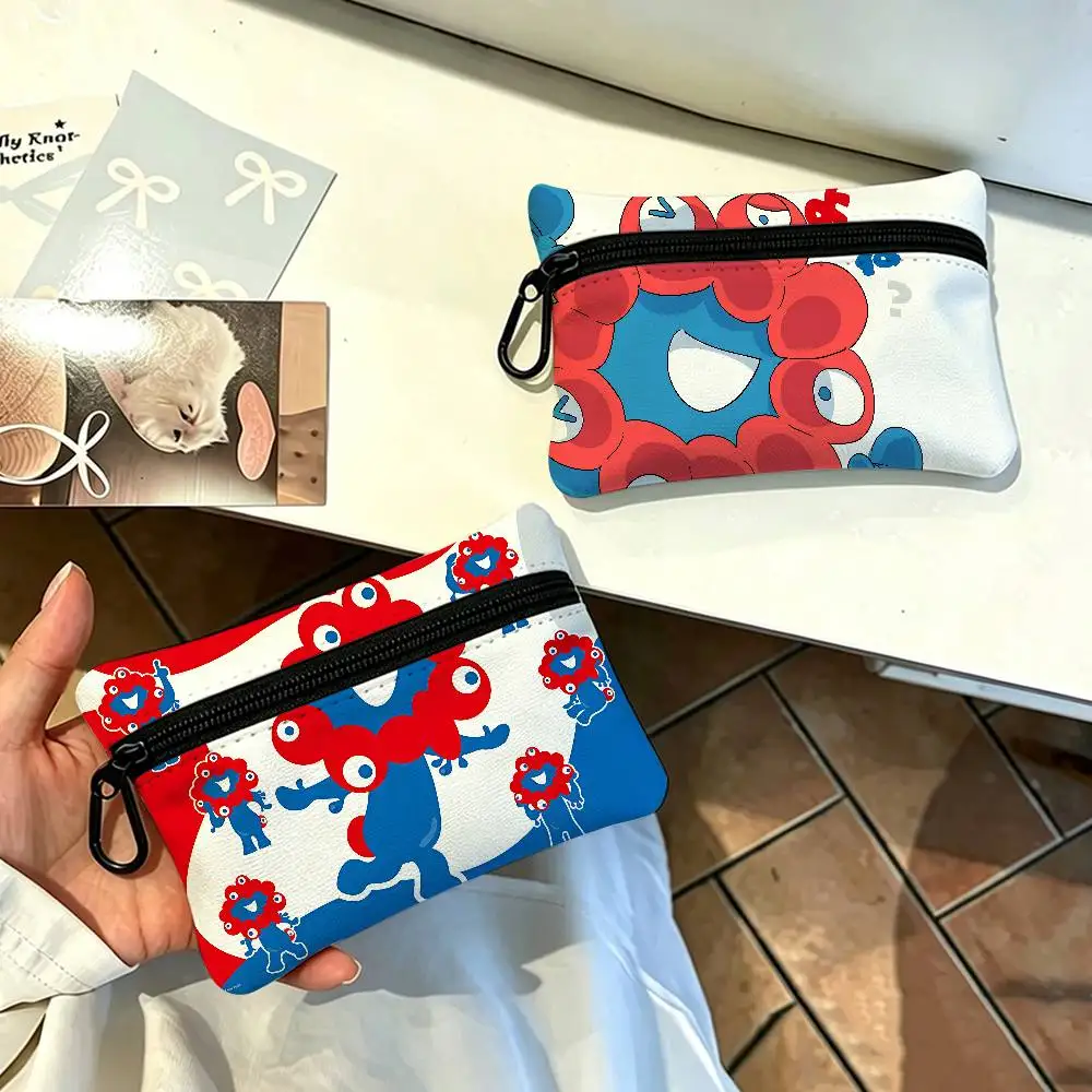 Cartoon M-Myaku-Myaku Portable Oxford Cloth Coin Purse Alloy Carabiner Hook Small Zipper Pouch For Backpack Belt Daily
