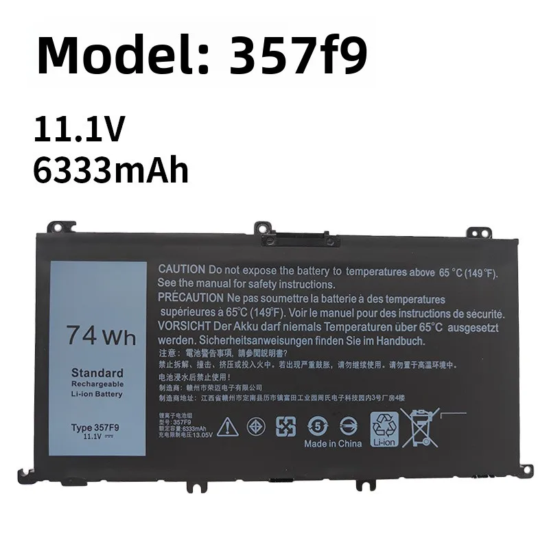 Battery 74Wh 357F9 for Dell Inspiron 15 7000 Gaming 5576 5577 7567 7759 P57F P65F 7557 7559 7566 0GFJ6 71JF4 11.1V 6333mAh