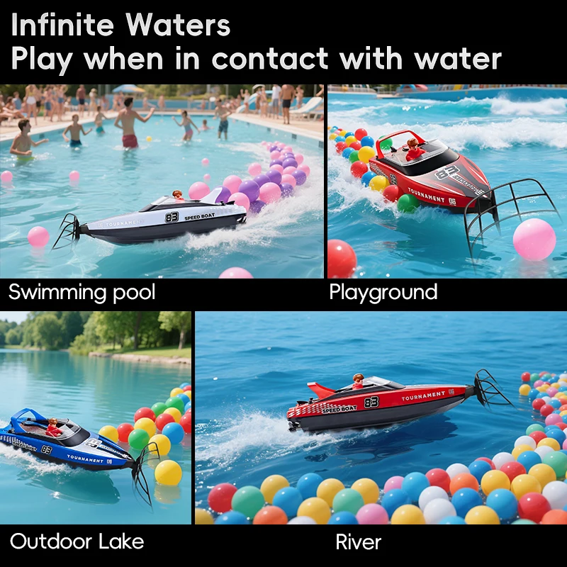 เรือบังคับวิทยุ HJ821 ความเร็วสูง กำลังแรง 2.4G ใบพัดคู่ ของเล่นเด็ก เรือจำลองควบคุมระยะไกล ของขวัญ