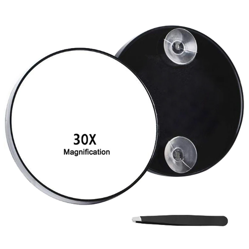 BAADE Magnifying Mirror with Suction Cup Compact Durables Travel Makeup Mirror for Plucking Eyebrows Removing Blackheads 30X