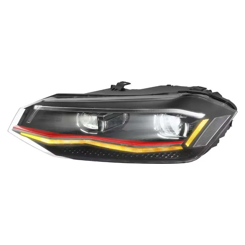 New 2019-2024 VW POLO 12V 50W LED Headlight Modified Daytime Running Lights 6000K Color Temperature Water Flow Steering