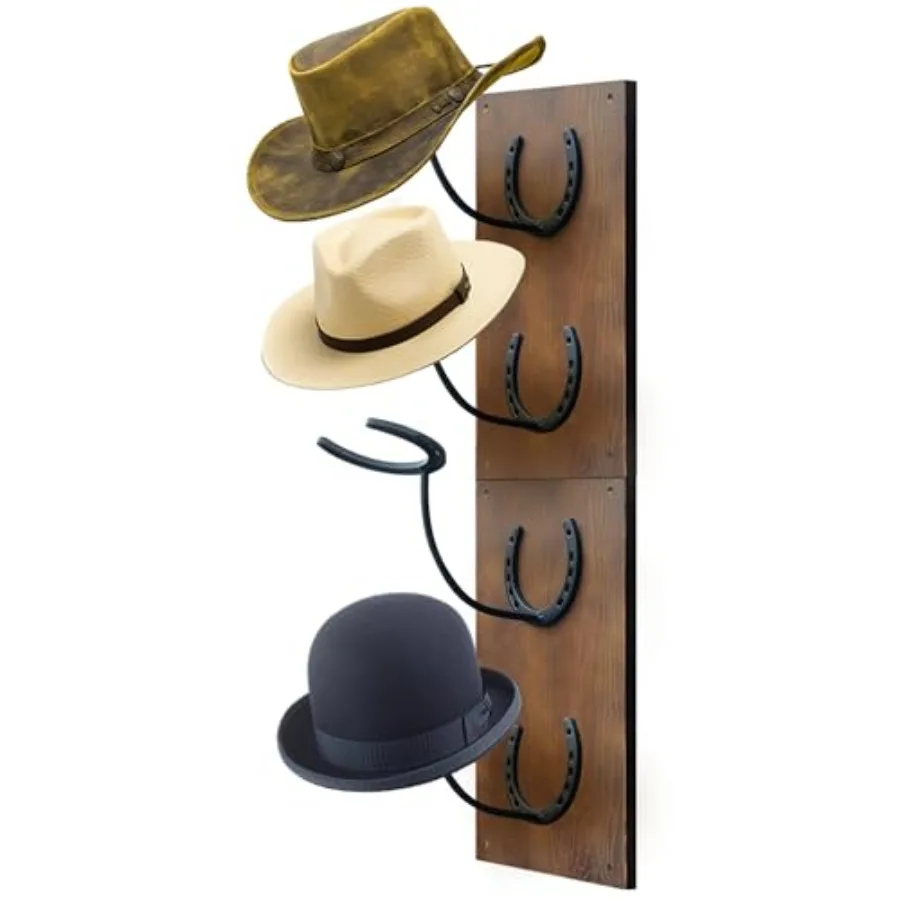 

Cowboy Hat Rack For Wall Mount Wooden Cowboy Hat Holder 4 Hats Hanging Western Hat Rack 2 Pack Hat Organizer with Horseshoe Mou