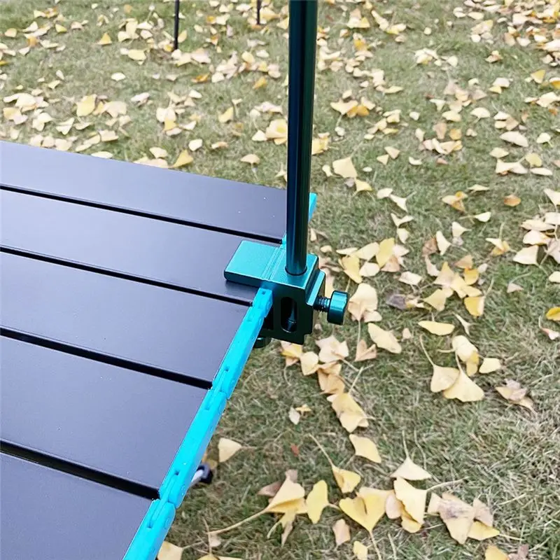 ABJV دعامة طاولة صغيرة للنزهات، دعامة مصباح للتخييم، دعامة متعددة الوظائف، دعامة خطاف لطاولة النزهة، لوازم خارجية (أحمر)