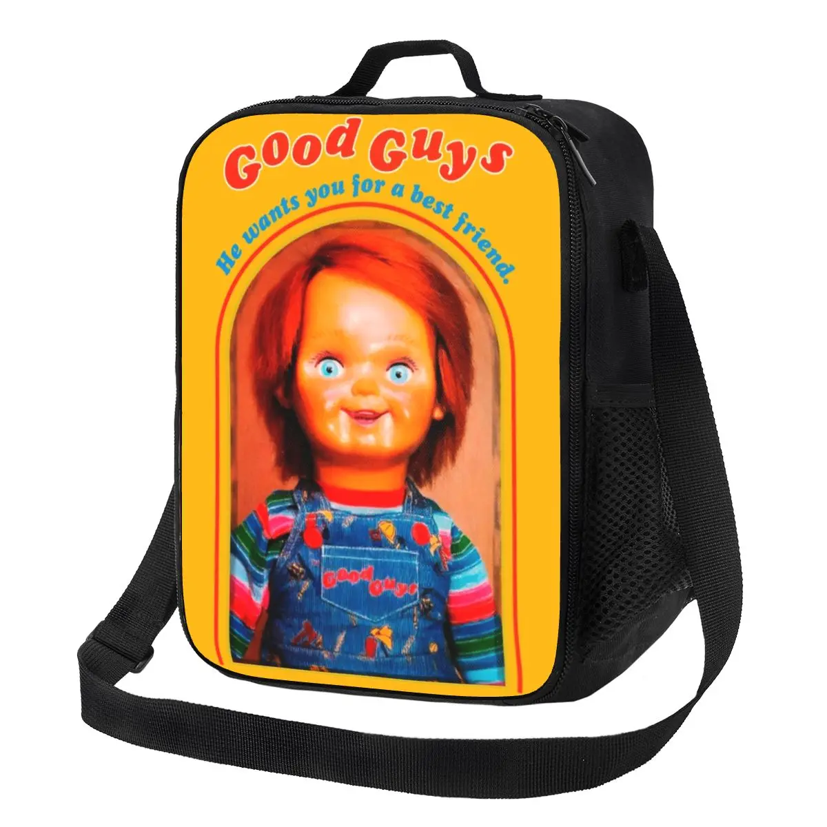

Custom Chucky Retro Movies Insulated Lunch Bag for Women Good Guys Child's Play Cooler Thermal Lunch Box Office Work School