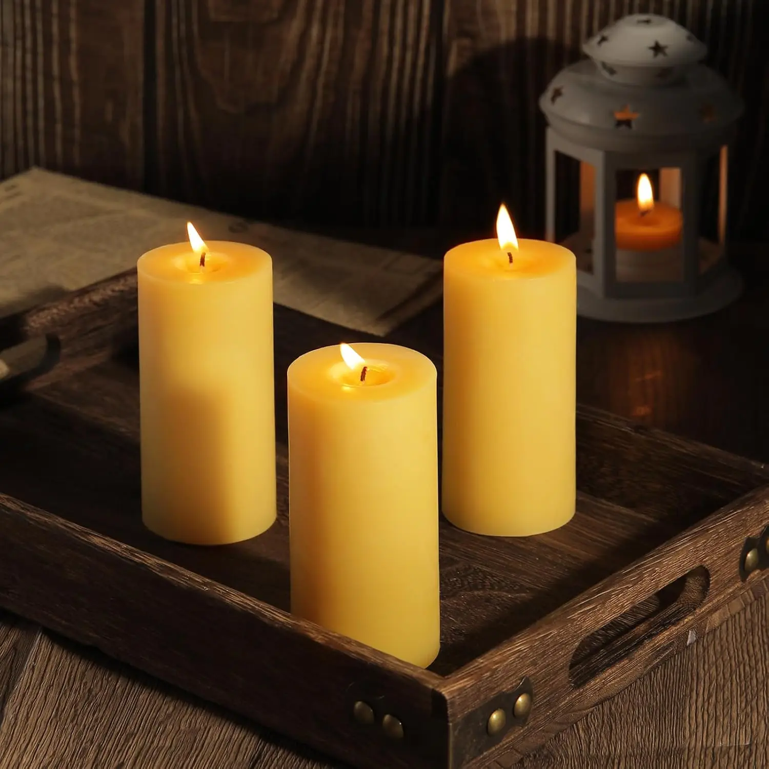 1-3PCS Beeswax Pillar Candles Smokeless Dripless Beeswax Candles for Home Dinner Decor Prayer Party 1.85x3.8in