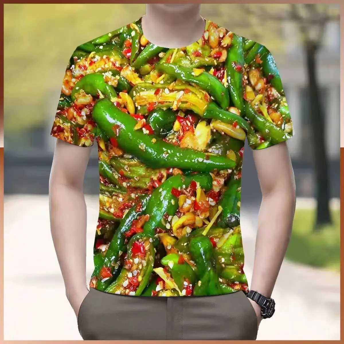 

2025 Summer Men And Women Fashion 3d Printed Vegetable Series T-Shirt Personality Trend Large Size Round Neck Short Sleeve tops