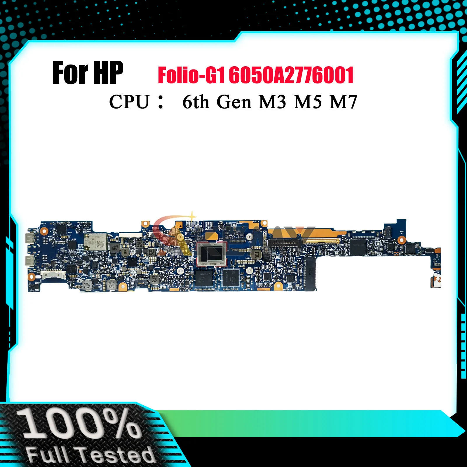 

6050A2776001 для ноутбука HP EliteBook Folio G1, материнская плата 850910-001 850910-601 с M5-6Y57 M7-6Y75, 8 ГБ ОЗУ, протестировано, ОК