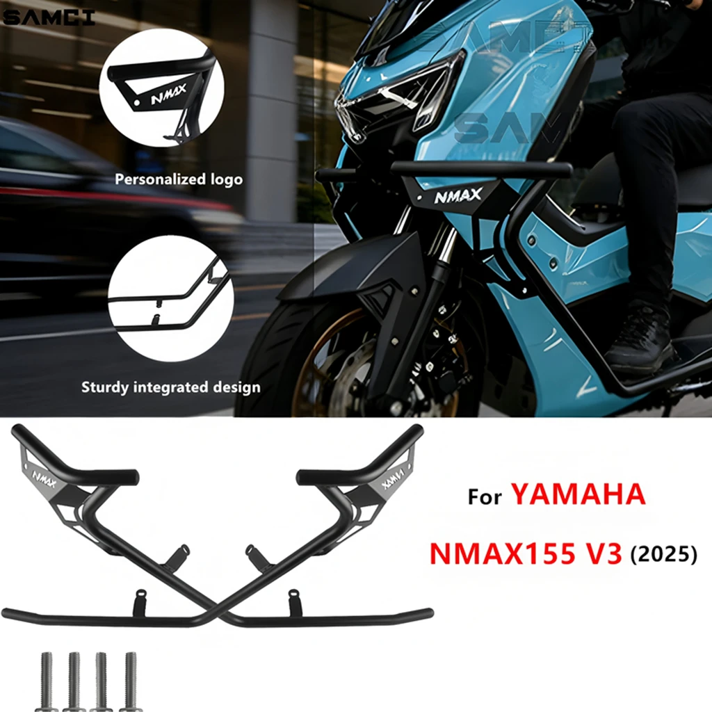 Motorcycle Bumper Engine Guard High-Intensity Carbon Steel Crash Bar For Yamaha NMAX155 V3 NMAX 2025 Accessories Modification