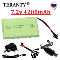 Batería AA Nimh de 7,2 v y 4200mAh para juguetes a control remoto, coches, tanques, Robots, pistola, paquete de baterías de 3000mah mejoradas para barco a control remoto, recargable de 7,2 V