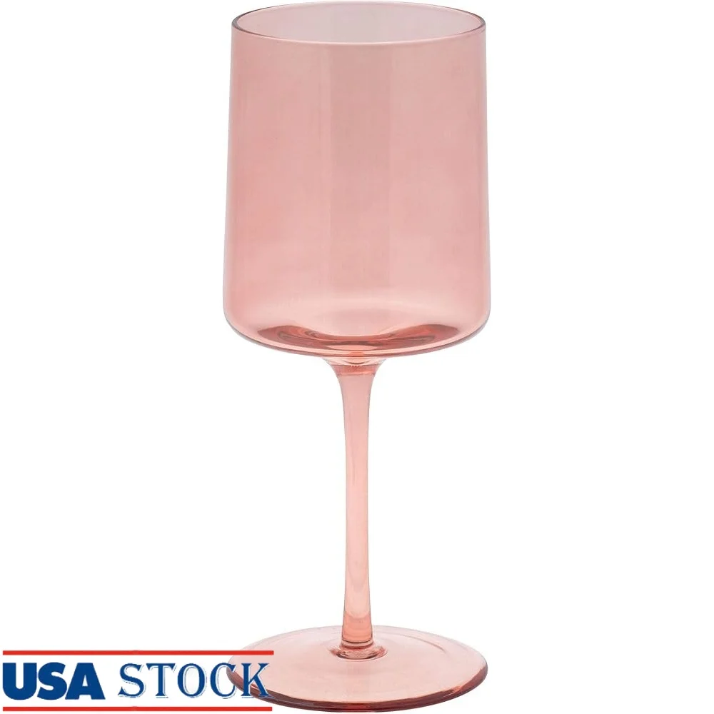 Juego de copas de vino ombré de mediados de siglo, diseño geométrico con tallo, artículos de bar elegantes, lavado a mano, 8 pulgadas de altura, Ideal para el hogar